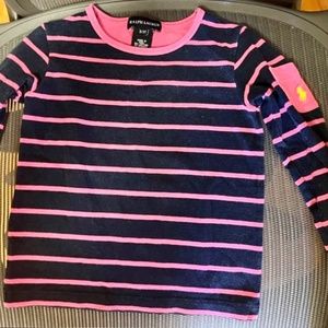 Ralph Lauren Toddler Girls striped long sleeve top. 3/3T.